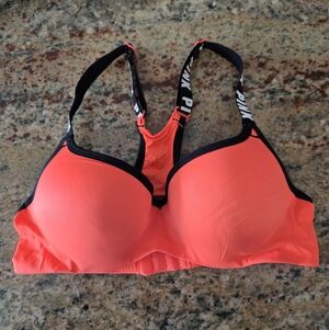 Victoria's Secret Size M Womens Orange Lined Wireless Back Close Sports Bra